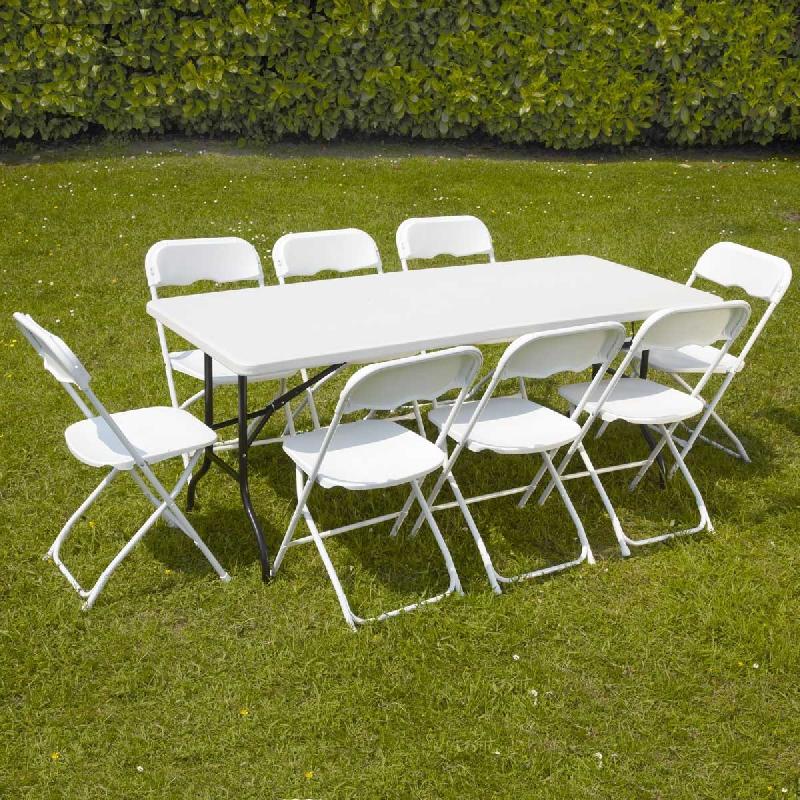 Table pliante et 8 chaises 183cm monobloc_0