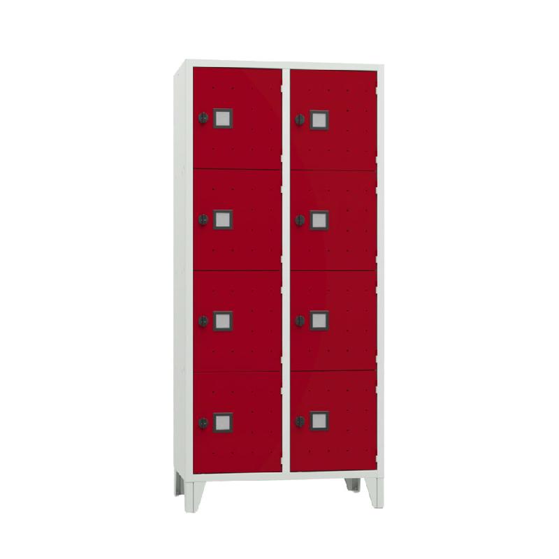 Vestiaire Roma 2 colonnes 4 cases gris / rouge_0