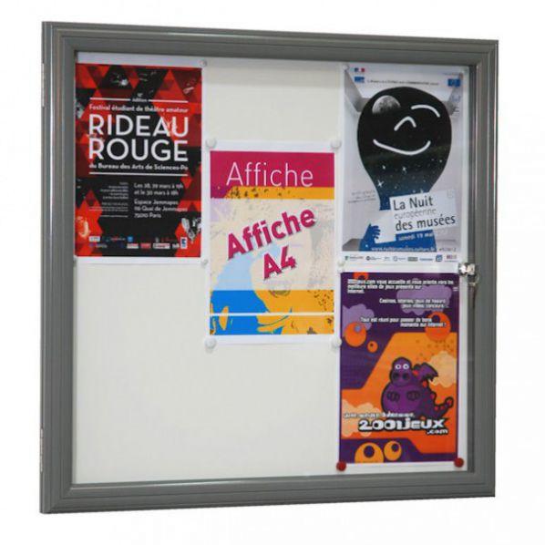 Vitrine fine d'extérieur gris - vitre sécurit 4 mm - 9 x A4 - étanche et ventilée - marque Rolléco_0