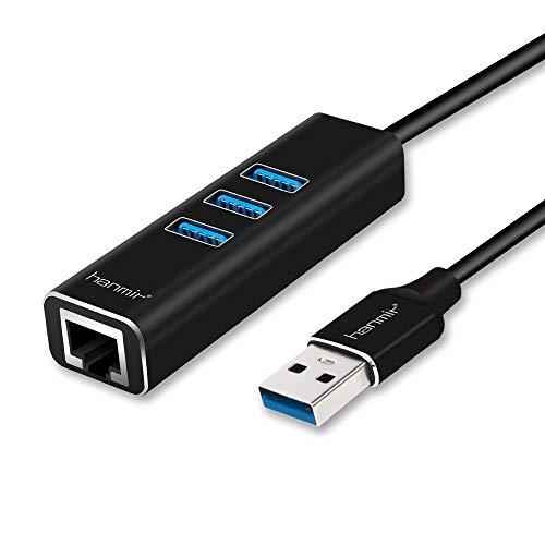 Hub USB 3.0 en aluminium - Adaptateur 4 ports USB 5Gbps avec port RJ45 Ethernet_0
