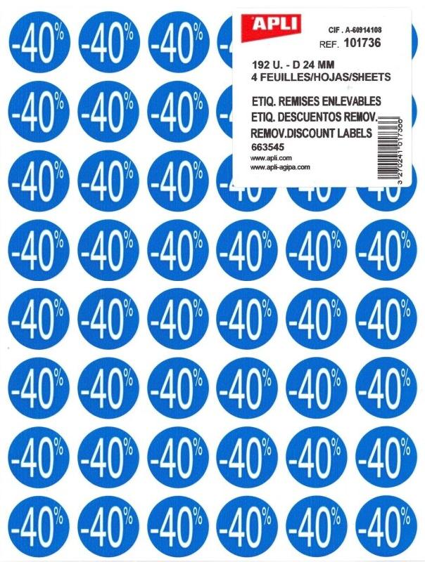 Apli Lot de 10 192 étiquettes adhésives avec taux de remise 