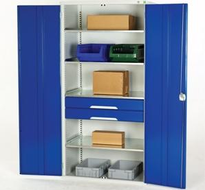 Armoire d'atelier polyvalente - Réf 16916114.11v - Hauteur 2000 mm - 4 tablettes - 2 tiroirs de 125 mm_0