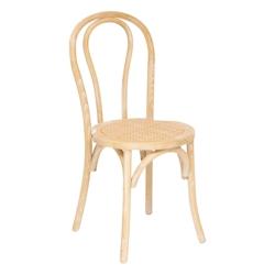 Atmosphera Chaise de table Style Bistrot en Bois de Orme Blanchi et assise en Rotin H 87 cm - beige 3560233507389_0