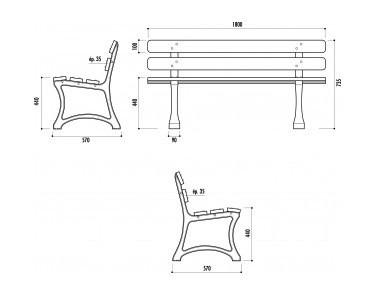 Banc public Saragosse - bois exotique FSC et pieds en fonte - 180cm_0