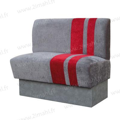 Banquette avec bandes Delza - fabrication française - assise biseau sur socle - hauteur 90 cm_0