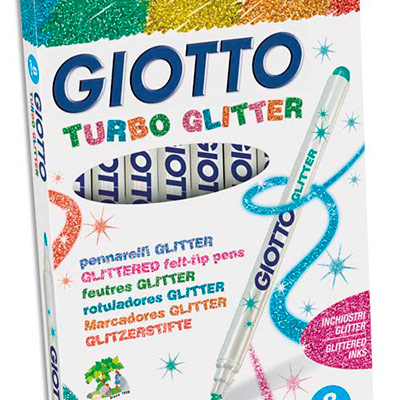 BOÎTE DE 8 FEUTRES DE COLORIAGE COLORIS PAILLETES ASSORTIS GIOTTO - POINTE MOYENNE