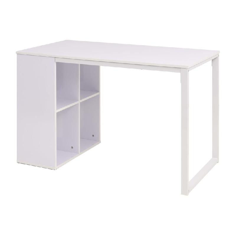 Bureau informatique moderne 120 cm - Blanc - Table avec 4 compartiments de rangement - Réf. 0502105_0