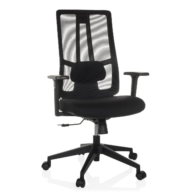 Chaise de bureau / Chaise pivotante TRAMORE BASE siège en tissu / dossier en maille filet noire hjh OFFICE - noir polyester 882005_0