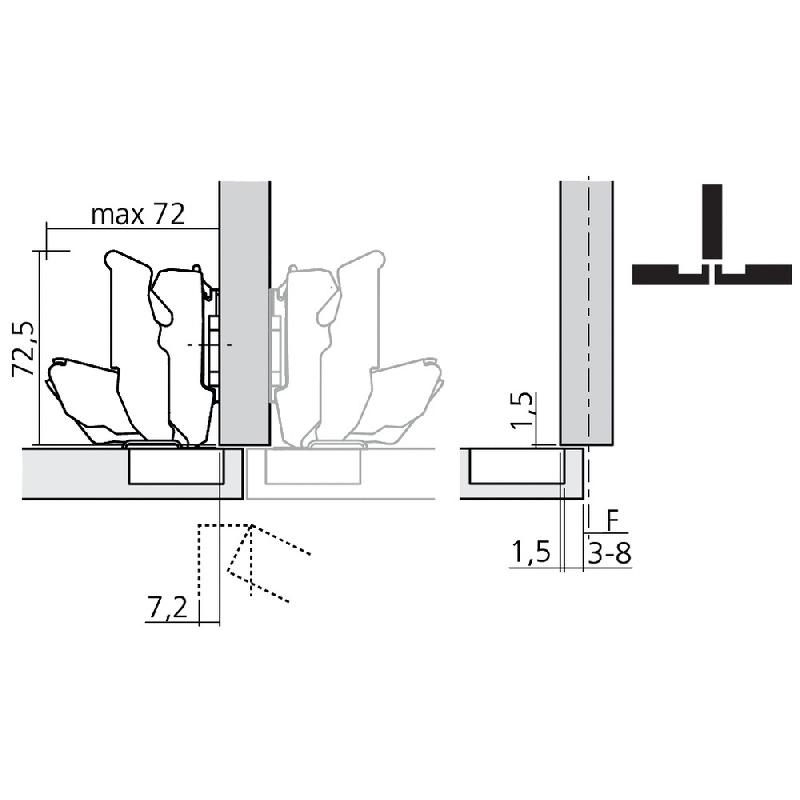 CHARNIÈRE CLIP TOP 155° BLUMOTION SEMI APPLIQUE À VISER - BLUM - CHA71B765