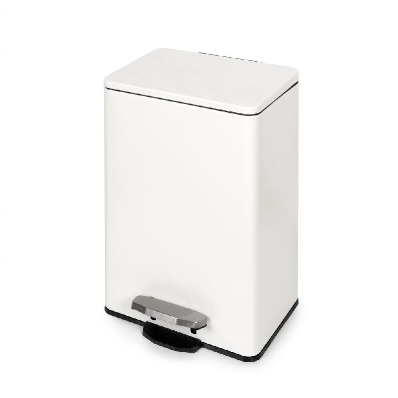 Conteneur rectangulaire extérieur à pédale - 20L - Aluminium blanc mat avec couvercle hygiénique et seau amovible_0