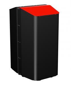 Corbeille à poser 2x80L Kolos gris manga - Aluminium anticorrosion - Couvercle rouge avec débattement 90°_0