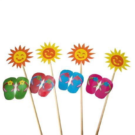 DÉCORATION POUR GLACE TOURNESOLS 20 CM BOIS ASSORTI (VENDU PAR 1000)