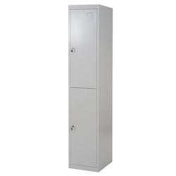 Décoshop26 - Casier armoire de rangement vestiaire 2 compartiments verrouillables en métal gris 185x38x45cm 04_0001661 - gris 3000485732691_0