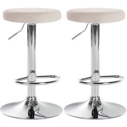 Décoshop26 - Lot de 2 tabourets de bar avec assise en tissu velours crème et cadre métal chromé TDB10713 - 3002477732696_0