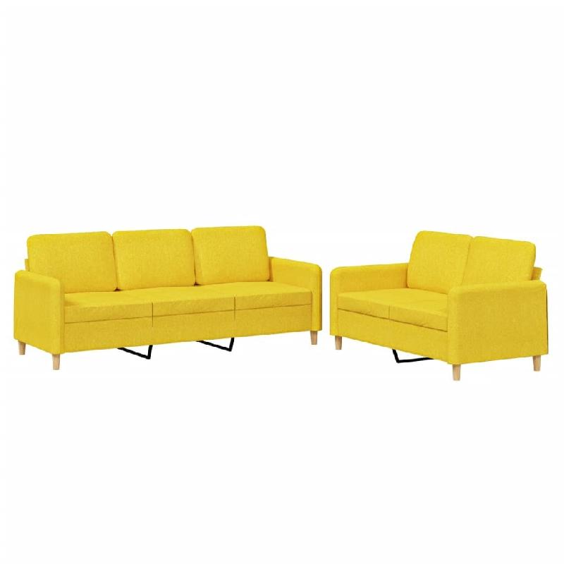 Ensemble de canapés 2 pcs avec coussins Jaune clair Tissu Modèle Atlas Horizon - 8721012070905_0