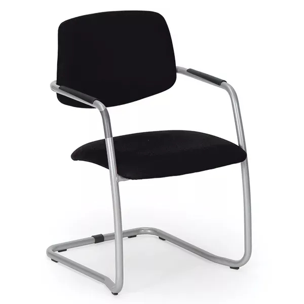 Fauteuil visiteur empilable So Busto - K20 - structure luge en acier époxy gris alu, tissu K classé feu M1_0