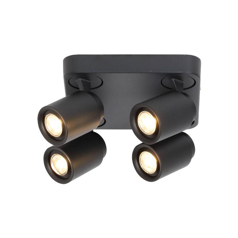 FREELIGHT SPOT POUR PLAFOND RAZZA, NOIR, LONGUEUR 30 CM, 4 LAMPES, MÉTAL