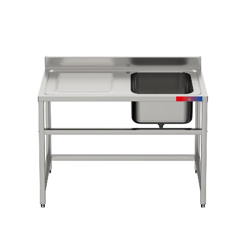 Gasfrit – Évier sous comptoir avec 1 bac et 1 égouttoir, industriel, en acier inoxydable,  1200 x 600 x 850 mm. - inox gfy122g_0