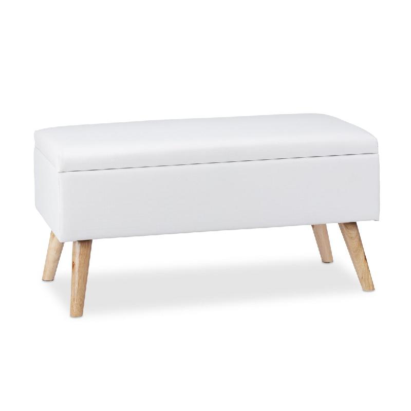Helloshop26 - Banquette de rangement avec couvercle 80 x 40 x 39,5 cm assise rembourrée moderne entrée en similicuir blanc 13_0005515 - blanc Bois m_0