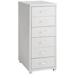 Helloshop26 - Caisson de bureau 69 cm meuble en métal 6 tiroirs gris clair 08_0000394 - 3000090751537_0