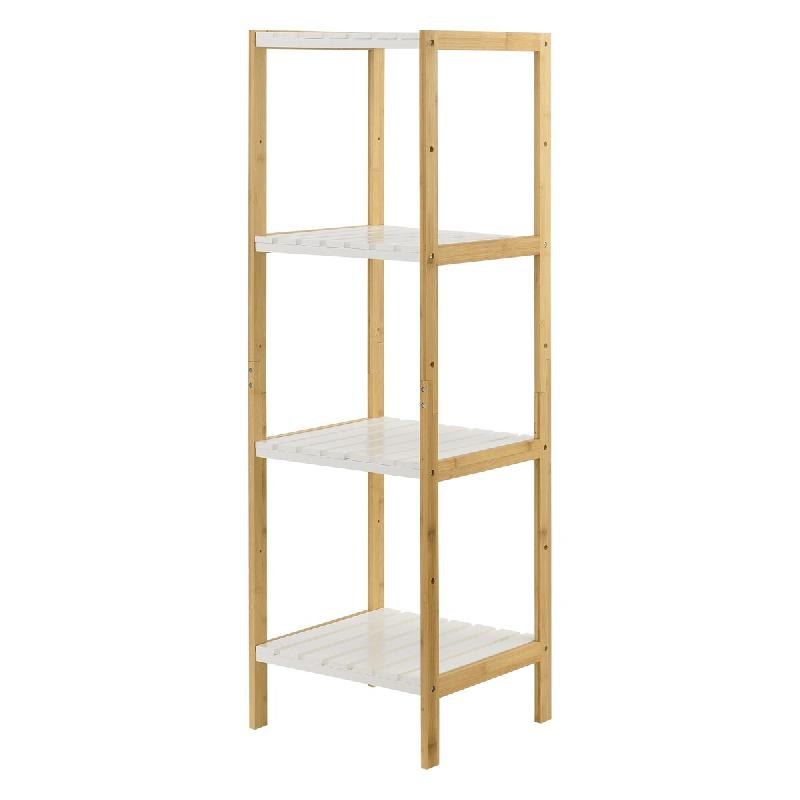 Helloshop26 - Étagère de rangement bambou 33 x 34 x 110 cm naturel blanc 03_0006975 - 3001855182726_0