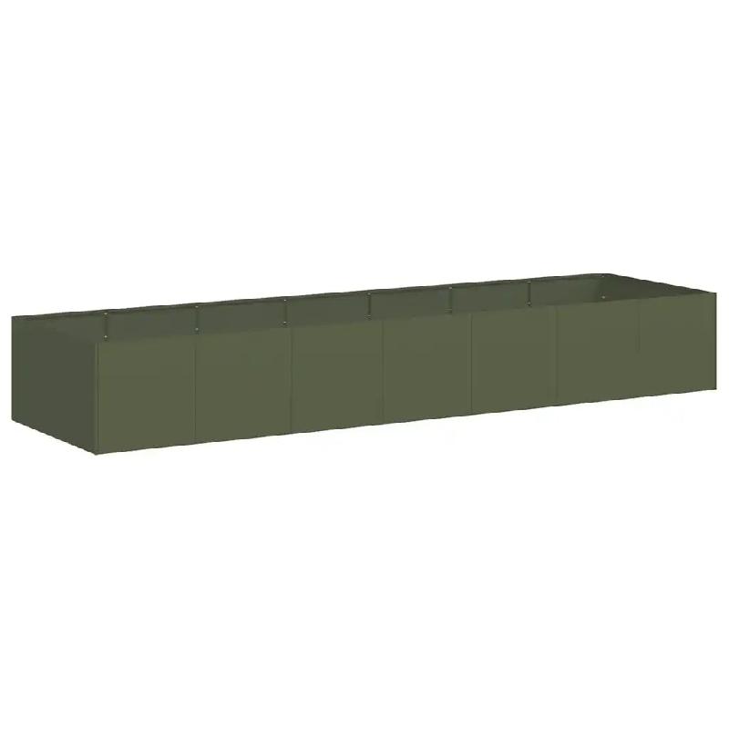 Helloshop26 - Jardinière rectangulaire fond ouvert moderne jardin terrasse 280 x 80 x 40 cm en acier vert olive 02_0051545 - vert acier 3000236972963_0