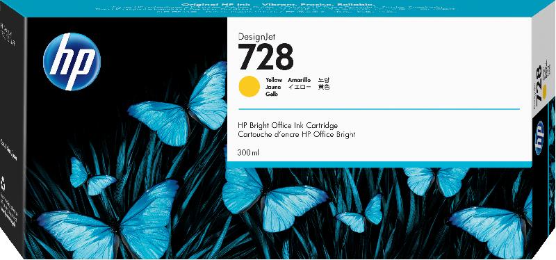 HP 728 DesignJet cartouche d'encre jaune, 300 ml_0