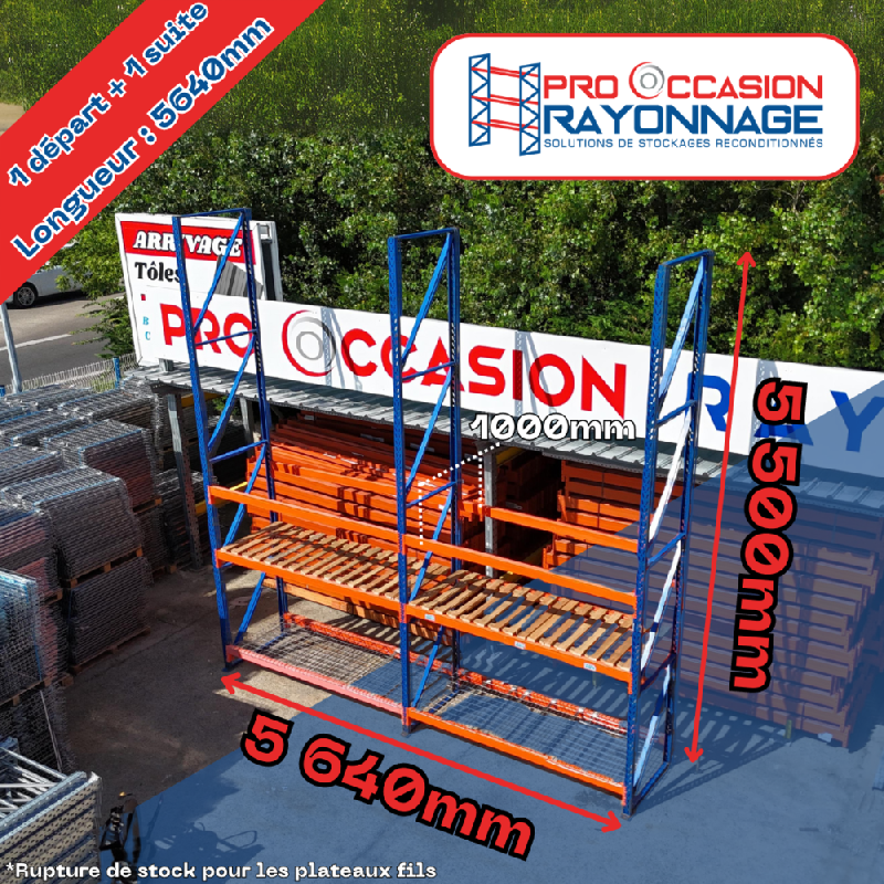 Lot de rayonnage - Hauteur 5 500mm, Longueur 5 640mm, Profondeur 1 000mm - Rayosar_0