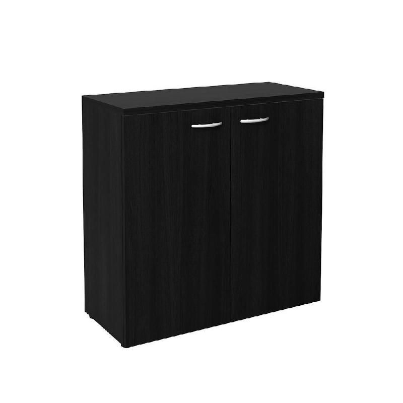 MEUBLE BAS PORTES BATTANTES PRONTO - L.80 X 35 X H. 72 CM - FINITION NOIR
