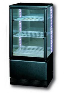 Mini-vitrine réfrigérée 4 faces noir - Hauteur 855 mm - Vitrine à pâtisserie - Référence SC70_0