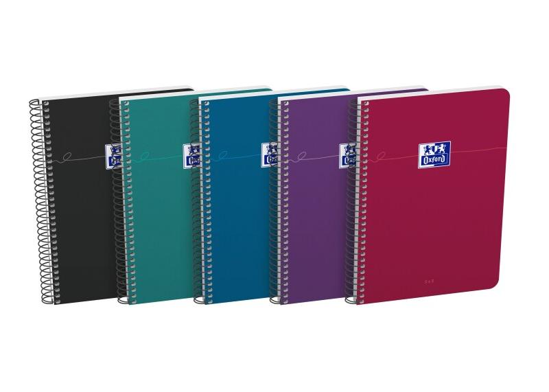 Oxford Lot de 5 Carnet Smart rel. Spirale A5, 160p./80 feuilles 90g/m², quadrillé 5x5, coloris assortis (5) - 3020120231341_0