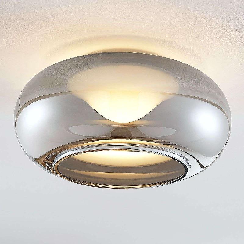 LUCANDE PLAFONNIER LED MIJO, Ø 43 CM, GRIS FUMÉ, VERRE