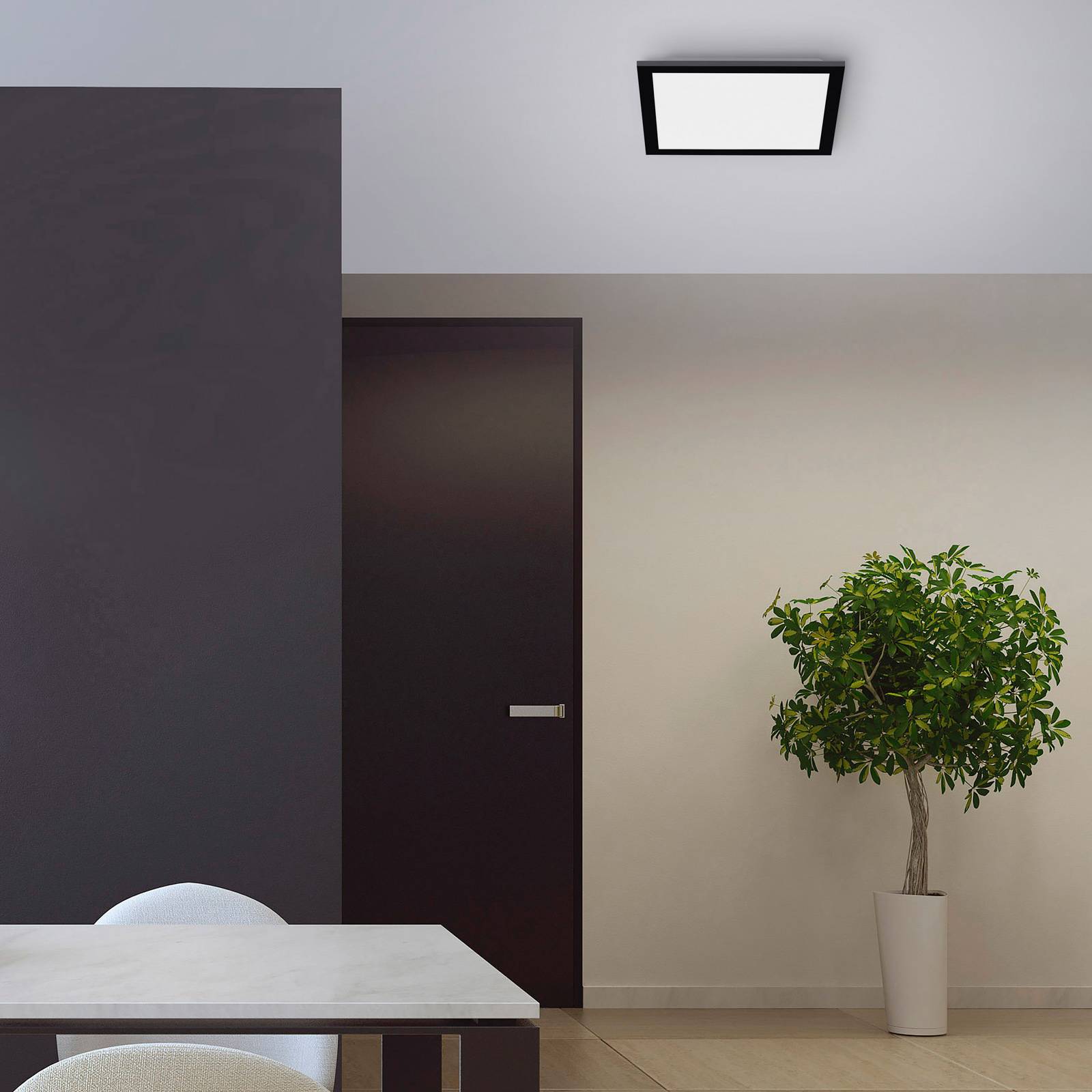 JUST LIGHT. PLAFONNIER LED FLAT, CCT, NOIR, 29 X 29 CM