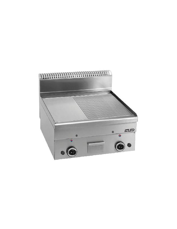 Plancha et grillade gaz à poser - Plaque chrome lisse et rainurée - 10.2Kw - 600x600x270/460mm - Modèle GFT66LRC_0
