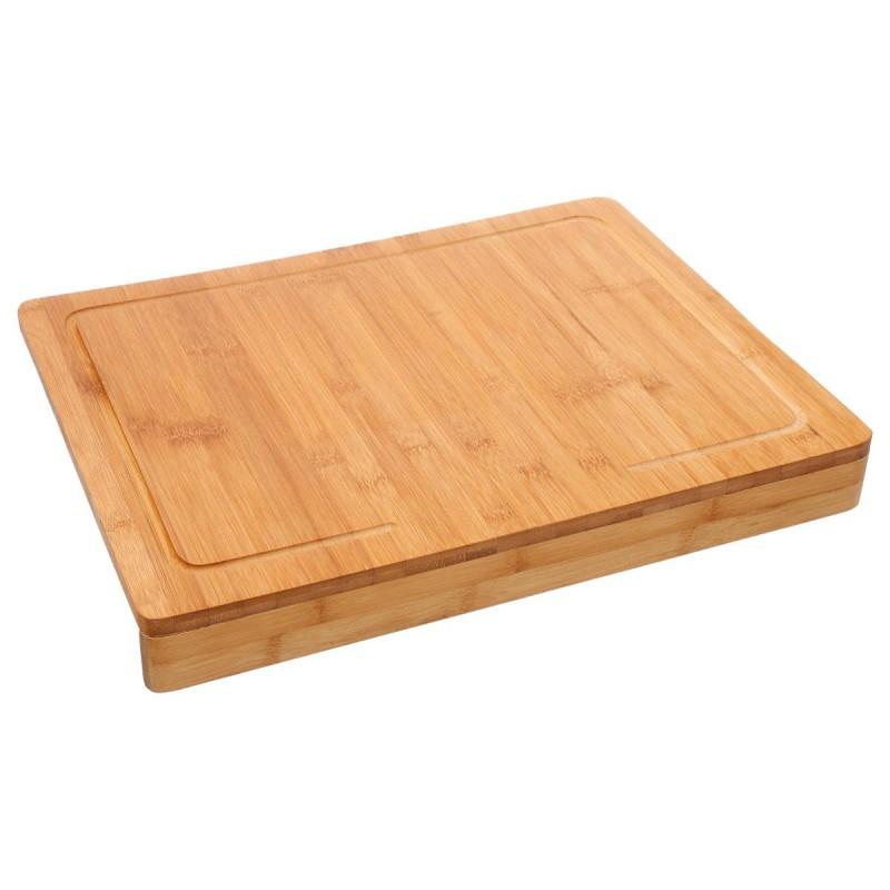 Planche à découper en bambou naturel avec rebord 45 cm - Paris Prix_0