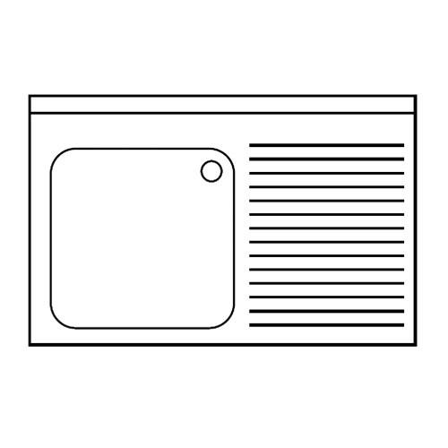 Plonge inox 1 bac et égouttoir sur placard - P 500 mm - 1000_0
