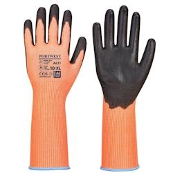 Portwest - Gants anti coupures de niveau D haute visibilité à manchette longue Orange / Noir Taille 9 - 5036108360611_0