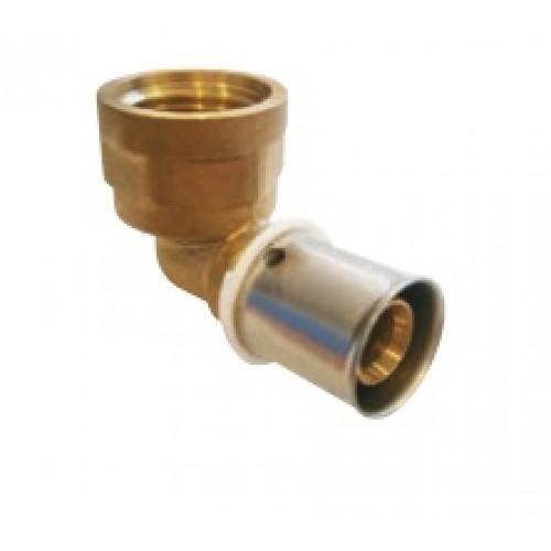 RACCORD PER À SERTIR - COUDE FEMELLE - DIAM 16MM - FILETAGE 15X21 BOUTTÉ