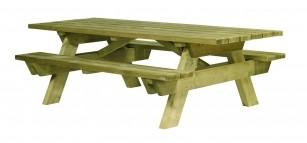 Table de pique-nique en bois massif Berlin - Renfort métallique - Traitée autoclave - Idéale parcs et jardins publics_0