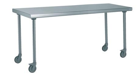 TABLE INOX CENTRALE SUR ROUES LONGUEUR 1600 MM