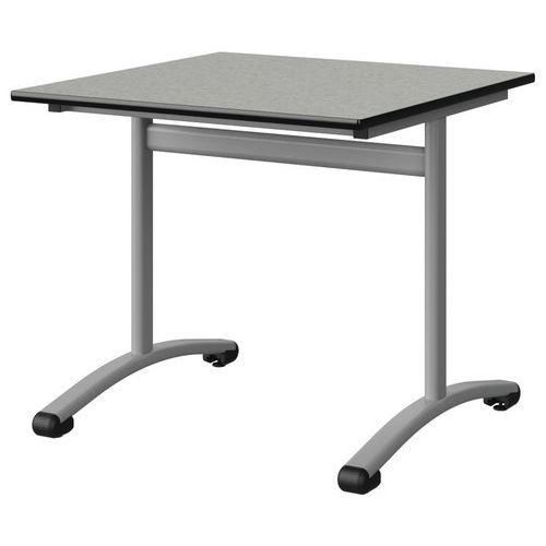 TABLE MALIBU 80X80 T5 DL STR ISOSON GRIS 1400/NOIR GRIS 9006