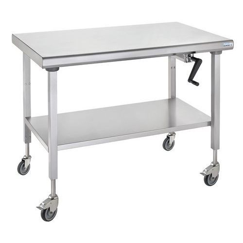 TABLE SUR ROUES CENTRALE HT RÉGLABLE ERGONOMIX AVEC ÉTAG 700X1600MM - TOURNUS EQUIPEMENT