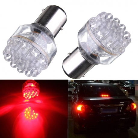 Ampoules LED P21W BA15S 1156 - 9 LED Rouge - Paire pour feux arrière ou stop_0