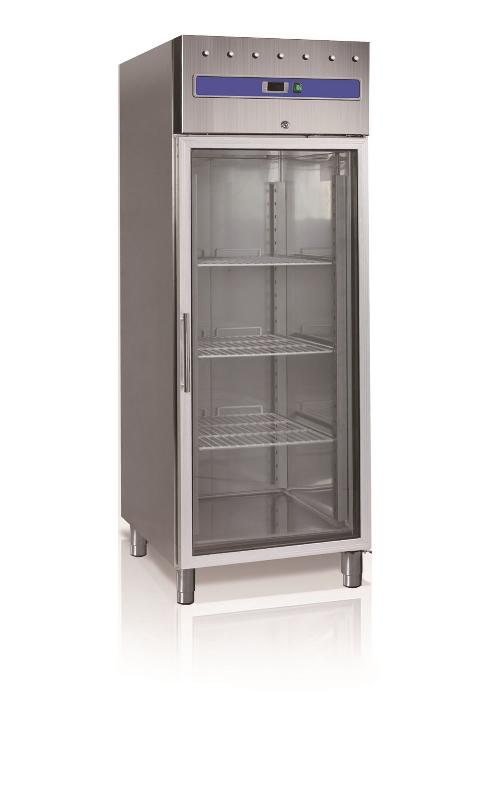 Armoire réfrigérée positif inox avec 1 porte vitrée et 3 grilles gn2/1 - 650 litres - GN650TNG_0