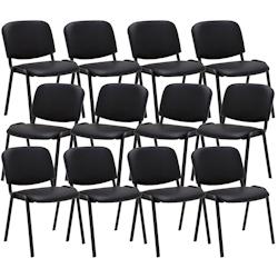 CLP Lot de 12 chaises de visiteur Ken en similicuir Noir - noir polyester 313036_0