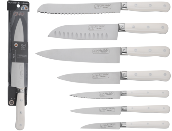 Couteaux de cuisine - manches POM blanc - Jean Dubost Pradel 1920 - lames acier inox - fabriqué en France_0