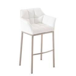 Décoshop26 - Tabouret de bar chaise haute de comptoir couture carrées assise en PVC blanc 4 pieds stables en acier inoxydable 10_0001057 - blanc 300_0