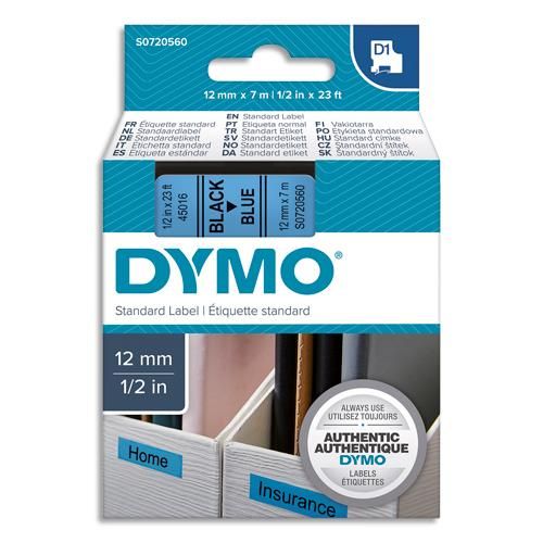 Dymo ruban d1 noir/bleu 12mmx7m pour 1000/1000+/2000/3500/4500/5000/5517 s0720560_0