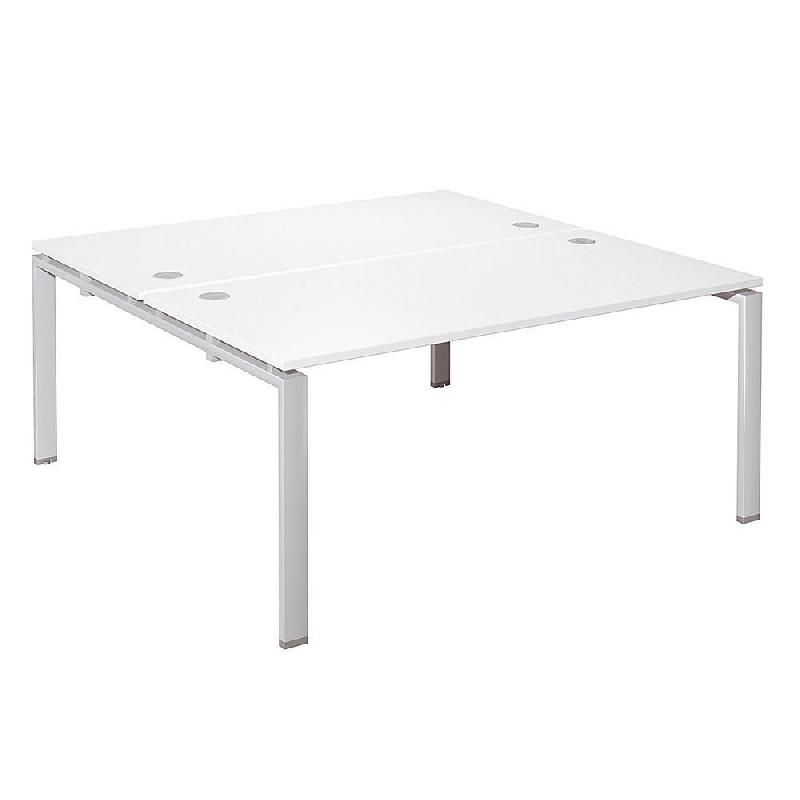 ENSEMBLE 2 POSTES DROIT ACTUAL - L. 160 X P. 163 CM - PLATEAU BLANC - 4 PIEDS ALUMINIUM