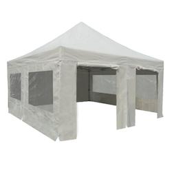Tente pliante PRO 5x5m pack fenêtres - 8 murs - ALU 55mm/PVC 580g Norme M2 blanche - FRANCE BARNUMS_0
